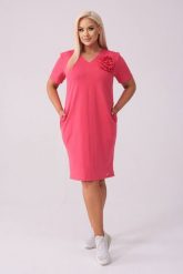 Koralowa sukienka Eloise - Casualowa Elegancja PLUS SIZE XXL LATO. Pomarańczowe sukienki damskie Moda Size Plus Iwanek, bez wzorów, z bawełny, eleganckie, bez ramiączek. W wyprzedaży za 199.90 zł.