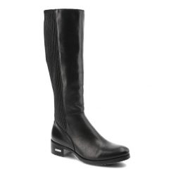 Czarne Kozaki Simen Ocieplane Skórzane Buty Damskie. Czarne kozaki damskie Simen, ze skóry, bez obcasa, na płaskiej podeszwie, bez zapięcia. Za 399.00 zł.