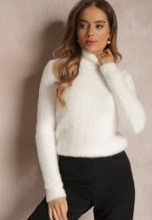 Biały Golf Wełniany Cheki. Białe golfy damskie Renee, m, bez wzorów, z tkaniny, bez ramiączek. Za 34.99 zł.