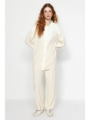 Trendyol 2-częściowy zestaw w kolorze beżowym rozmiar: S. Brązowe kardigany damskie Trendyol, s, prążkowane, bez kołnierzyka. Za 86.99 zł.