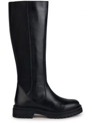 Geox Skórzane kozaki "Iridea" w kolorze czarnym rozmiar: 37. Czarne kozaki damskie Geox, na zimę, bez obcasa, bez zapięcia. Za 182.29 zł.