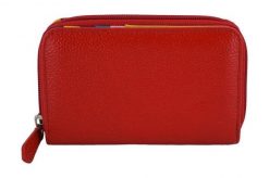 Portfel skórzany BARBERINI'S czerwony WB-009-13. Czerwone portfele damskie Barberinis, bez wzorów, ze skóry. Za 169.99 zł.