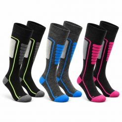 Skarpety narciarskie z wełny Merino, amortyzacja, bezszwowe – Courchevel 3pk. Czarne skarpetki damskie Norfolk, bez wzorów, z materiału. Za 217.00 zł.