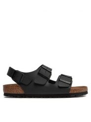 Birkenstock Sandały Milano 034793 Czarny. Czarne sandały damskie Birkenstock, bez wzorów, ze skóry, bez obcasa, na płaskiej podeszwie, bez zapięcia. Za 289.99 zł.