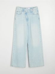 Jeansy wide leg high waist z krzyżowanym pasem - niebieski. Niebieskie jeansy damskie Sinsay, z podwyższonym stanem. Za 69.99 zł.