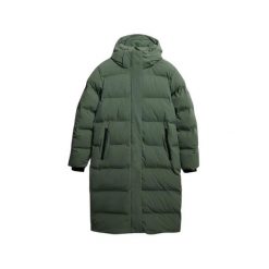 Damska długa kurtka z kapturem Superdry. Zielone kurtki damskie Superdry, bez wzorów, z puchu, z kapturem. Za 856.85 zł.