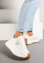 Białe Sneakersy Vices na Grubej Podeszwie z Metaliczną Ozdobą Nelastra. Białe obuwie sportowe damskie Born2be, z jeansu, bez zapięcia. Za 119.99 zł.