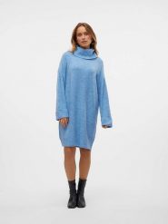 Vero Moda Sukienka dzianinowa w kolorze błękitnym rozmiar: M. Niebieskie sukienki damskie Vero Moda, bez wzorów, z dzianiny, bez ramiączek. Za 74.63 zł.