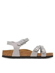 Birkenstock Sandały Kumba 1030536 D Srebrny. Szare sandały dziewczęce Birkenstock, ze skóry, bez obcasa, bez zapięcia. Za 319.99 zł.