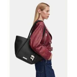 Torebka KARL LAGERFELD. Czarne shopper bag KARL LAGERFELD, bez wzorów, bez dodatków. Za 999.99 zł.