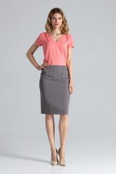 Elegancka Spódnica Tuba przed Kolano - Szary. Szare spódnice damskie Figl, s, bez wzorów, z materiału, eleganckie. Za 189.00 zł.
