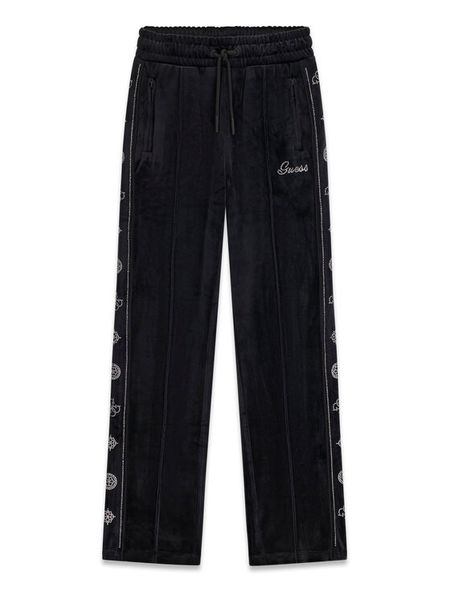 Guess Spodnie dresowe J6BB15 K7266 Czarny Regular Fit. Czarne spodnie dresowe dziewczęce Guess, z aplikacjami, z dresówki. Za 294.99 zł.