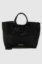 VALENTINO Duża czarna plisowana shopperka river re z saszetką. Czarne nerki i saszetki damskie Valentino by Mario Valentino, bez wzorów. W wyprzedaży za 699.99 zł.