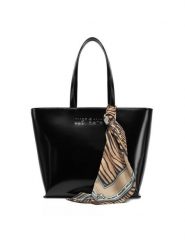 Just Cavalli Torebka Chain Foulard 78RA4BH5 ZSB86 Czarny. Czarne torebki klasyczne damskie Just Cavalli, ze skóry, bez dodatków. Za 399.99 zł.