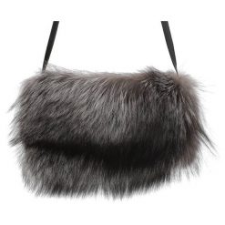 Czarna Elegancka Mufka Luka- Pelli Rękaw Na Dłonie Z Naturalnym Futrem Z Lisa. Czarne torebki wieczorowe damskie Luka-Pelli, bez wzorów, na ramię, bez dodatków. Za 399.00 zł.