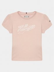 Tommy Hilfiger T-Shirt Hilfiger Script Tee S/S KG0KG07714 Różowy Regular Fit. Czerwone koszulki i t-shirty dziewczęce Tommy Hilfiger, bez wzorów, z bawełny, bez kołnierzyka, bez ramiączek. Za 89.99 zł.