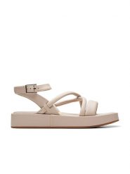 Clarks Skórzane sandały "Alda Cross" w kolorze jasnoróżowym rozmiar: 38. Różowe sandały damskie Clarks, bez wzorów, z otwartym noskiem, bez obcasa, bez zapięcia. Za 250.35 zł.