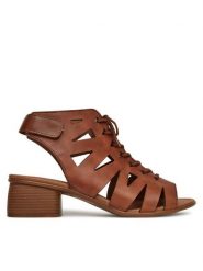 Remonte Sandały CEO-R8776-24 Brązowy. Brązowe sandały damskie Remonte, bez wzorów, ze skóry, bez obcasa, na słupku, bez zapięcia. Za 389.99 zł.