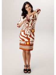 Aniston Sukienka w kolorze kremowo-brązowym rozmiar: 36. Brązowe sukienki damskie Aniston, bez wzorów, bez ramiączek. Za 217.99 zł.