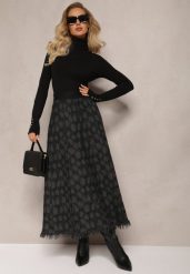 Czarna Rozkloszowana Spódnica Trapezowa Maxi z Dzianiny Broffe. Czarne spódnice damskie Renee, bez wzorów, z dzianiny, maxi. Za 119.99 zł.