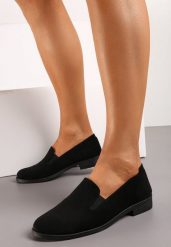Czarne Eleganckie Mokasyny z Ekozamszu Wiallara. Czarne mokasyny damskie Renee, bez obcasa. Za 59.99 zł.