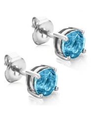 Revoni Złote kolczyki-wkrętki z topazami rozmiar: onesize. Szare kolczyki damskie Revoni, z topazem, złote. Za 1,217.99 zł.