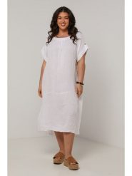 Curvy Lady Lniana sukienka w kolorze białym rozmiar: 48/50. Białe sukienki damskie Curvy Lady, bez wzorów, ze lnu, klasyczne, bez ramiączek. Za 178.79 zł.