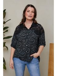 Curvy Lady Koszula w kolorze czarnym rozmiar: 44/46. Czarne koszule damskie Curvy Lady, z aplikacjami, z bawełny, klasyczne, bez kołnierzyka, bez ramiączek. Za 83.42 zł.