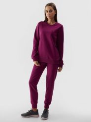 4F Spodnie dresowe joggery damskie - fioletowe XL. Fioletowe spodnie materiałowe damskie 4F, bez wzorów, z bawełny. W wyprzedaży za 59.99 zł.
