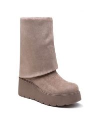 Foreverfolie Botki w kolorze beżowym rozmiar: 41. Brązowe botki damskie Foreverfolie, eleganckie, bez obcasa, na koturnie, bez zapięcia. Za 122.96 zł.