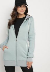 Jasnoniebieska Bluza z Kapturem o Dłuższym Fasonie Lindira. Zielone bluzy damskie Born2be, s, bez wzorów, z dzianiny, z kapturem. Za 54.99 zł.