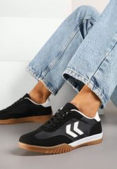 Czarno-Białe Sneakersy Typu Kultowe Tenisówki Zdobione Przeszyciami Mepenna. Czarne obuwie sportowe damskie Renee, z aplikacjami, z jeansu, bez zapięcia. Za 79.99 zł.
