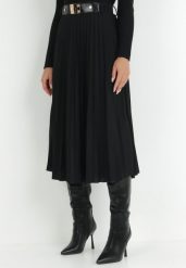 Czarna Spódnica Plisowana z Paskiem Onie. Czarne spódnice damskie Born2be, na co dzień, bez wzorów, eleganckie, midi. Za 84.99 zł.