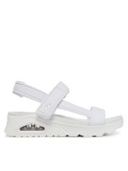 Skechers Sandały Uno-Summer Stand2 119813/WHT Biały. Białe sandały damskie Skechers, bez wzorów, z materiału, bez obcasa, na koturnie, bez zapięcia. Za 199.99 zł.