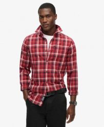 Superdry Koszula Vintage w Kratę z Bawełny Organicznej. Czerwone koszule damskie Superdry, s, z aplikacjami, z bawełny, klasyczne, bez kołnierzyka, bez ramiączek. Za 314.00 zł.