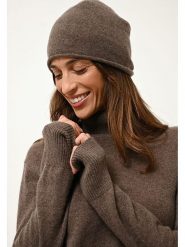 Just Cashmere Kaszmirowa czapka "Lauren" w kolorze brązowym rozmiar: onesize. Brązowe czapki damskie Just Cashmere, bez wzorów, z kaszmiru. Za 169.67 zł.