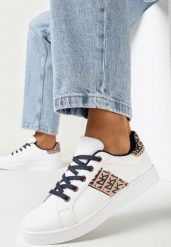 Biało-Granatowe Sneakersy z Wstawkami Dyvana. Białe obuwie sportowe damskie Born2be, bez zapięcia. Za 69.99 zł.