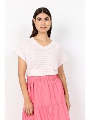 Soyaconcept Koszulka "Caimie" w kolorze biało-różowym rozmiar: S. Białe bluzki damskie Soyaconcept, s, bez wzorów, bez kołnierzyka, bez ramiączek. Za 61.31 zł.