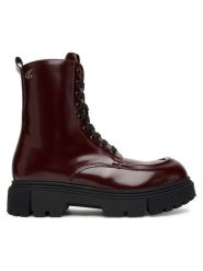 Calvin Klein Trapery Tronchetto Allacciato V4A5-83132-1453 Bordowy. Czerwone kozaki dziewczęce Calvin Klein, bez wzorów, ze skóry, bez obcasa, bez zapięcia. Za 499.99 zł.
