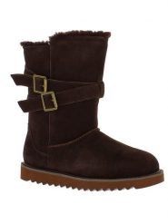 Gooce Skórzane kozaki zimowe "Huntspill Waterproof" w kolorze ciemnobrązowym rozmiar: 38. Brązowe kozaki damskie Gooce, na zimę, z materiału, bez obcasa, bez zapięcia. Za 260.99 zł.