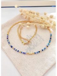 Atelier MIU Pozłacany naszyjnik z kryształami - dł. 45 cm rozmiar: onesize. Niebieskie naszyjniki damskie atelier MIU, z kryształem, pozłacane. Za 66.47 zł.