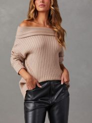 LA Angels Sweter w kolorze jasnobrązowym rozmiar: XL. Brązowe swetry klasyczne damskie LA Angels, xl, prążkowane, bez kołnierzyka. Za 149.31 zł.