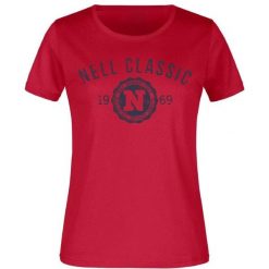 Damska koszulka NELL Classic M – 100% bawełna. Czerwone bluzki damskie ENELL, m, bez wzorów, z bawełny, retro, bez kołnierzyka, bez ramiączek. Za 133.99 zł.