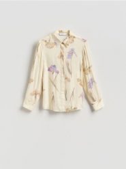 Wiskozowa koszula w kwiaty - wielobarwny. Koszule damskie Reserved, l, bez wzorów, z wiskozy, bez kołnierzyka, bez ramiączek. Za 129.99 zł.