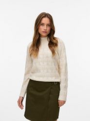 Vero Moda Sweter w kolorze kremowym rozmiar: XS. Brązowe swetry klasyczne damskie Vero Moda, s, z materiału, bez kołnierzyka. Za 78.66 zł.