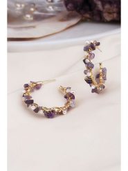 Pierres delicates Pozłacane kolczyki-półkreole z ametystami rozmiar: onesize. Różowe kolczyki damskie Pierres delicates, z ametystem, pozłacane. Za 100.52 zł.