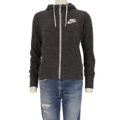 Nike bluza damska z kapturem i zamkiem. Szare bluzy damskie Nike, l, bez wzorów, z materiału, z kapturem. Za 114.98 zł.