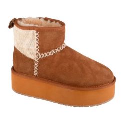 Buty Emu Australia Stinger Knit Flatform W13143-CHES brązowe. Brązowe śniegowce damskie z gumy. Za 797.63 zł.