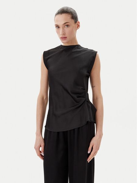 Eleh Bluzka ESS250180 Czarny Regular Fit. Czarne bluzki damskie Eleh, xs, bez wzorów, z syntetyku, bez kołnierzyka, bez ramiączek. Za 169.99 zł.