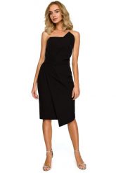 Sukienka wieczorowa ołówkowa z gorsetem asymetryczna czarna. Czarne sukienki damskie Sukienki.shop, bez wzorów, z elastanu, wizytowe, bez ramiączek. Za 309.00 zł.